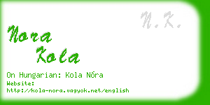 nora kola business card
